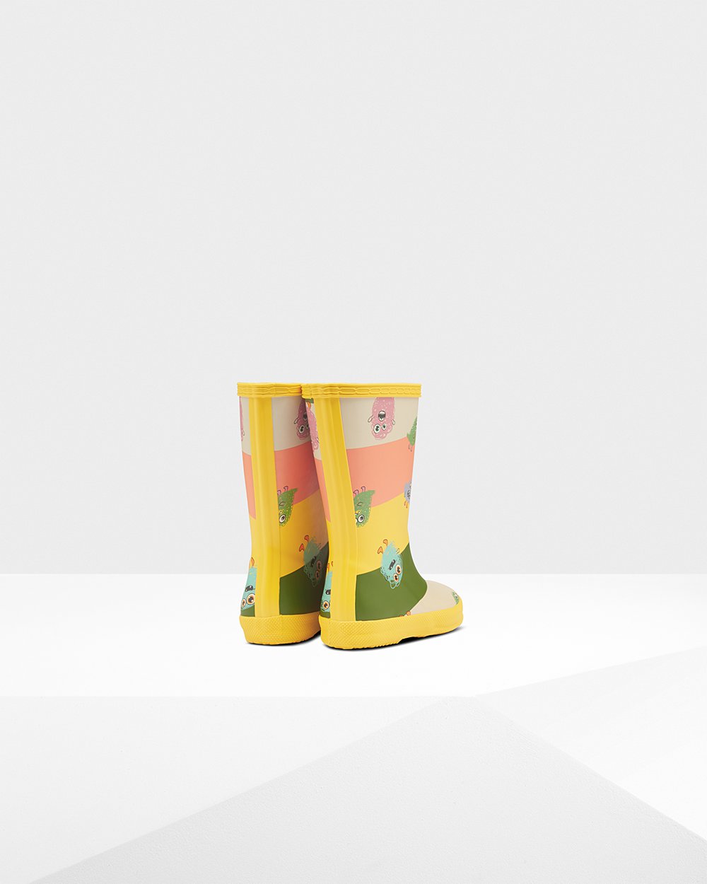 Kids Hunter Original First Classic Scribble Print | Rain Boots Yellow | NZ-50421-VLFU